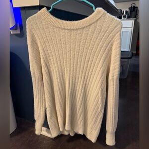 Aerie Soft Cream Ribbed Sweater Size XS